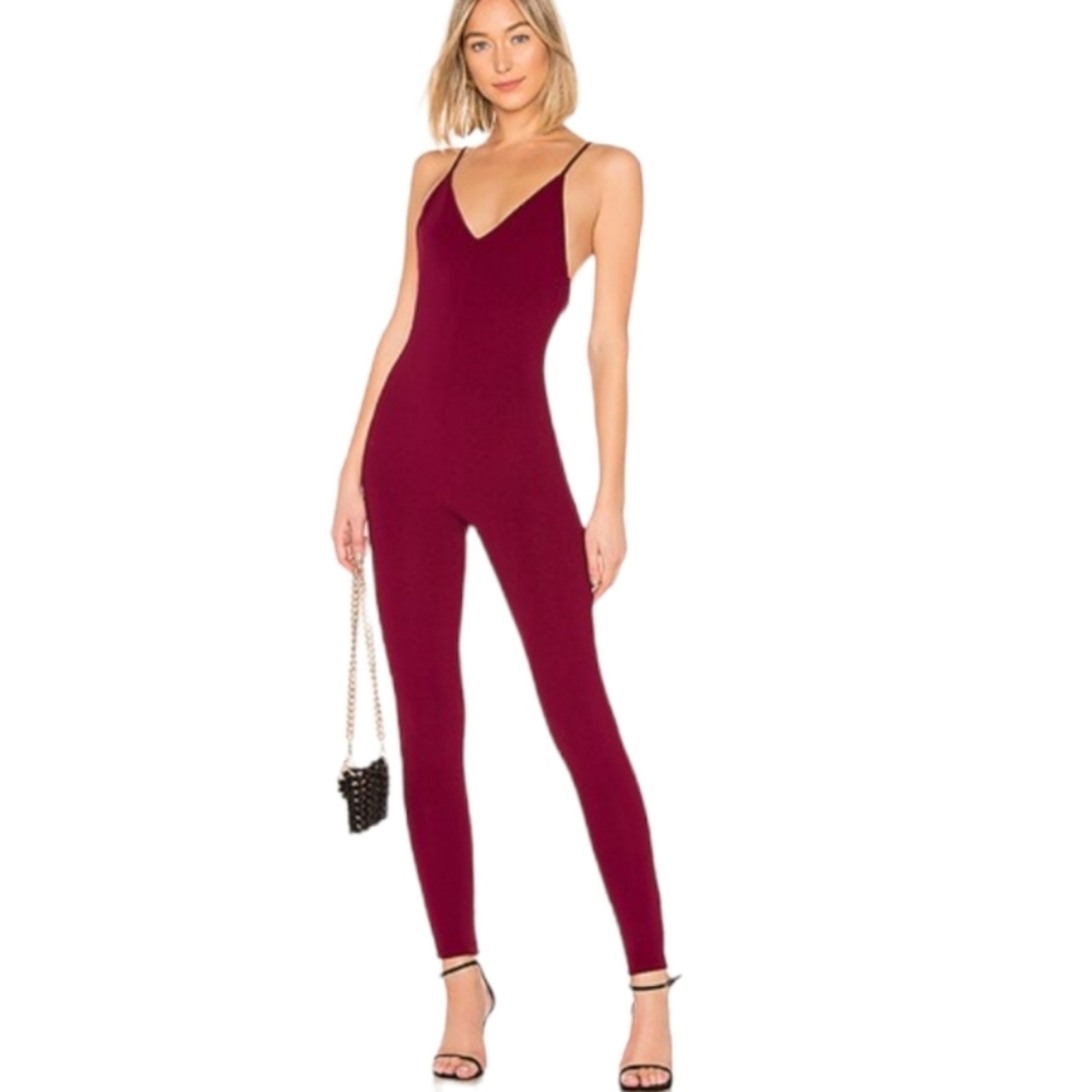NBD Revolve Jerick Burgundy Catsuit Jumpsuit Small
